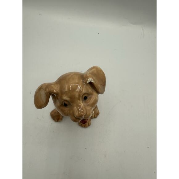 Ceramic Puppy Dog Figurine Vintage Glazed Brown Puppy Dog See Pictures - Picture 7 of 7